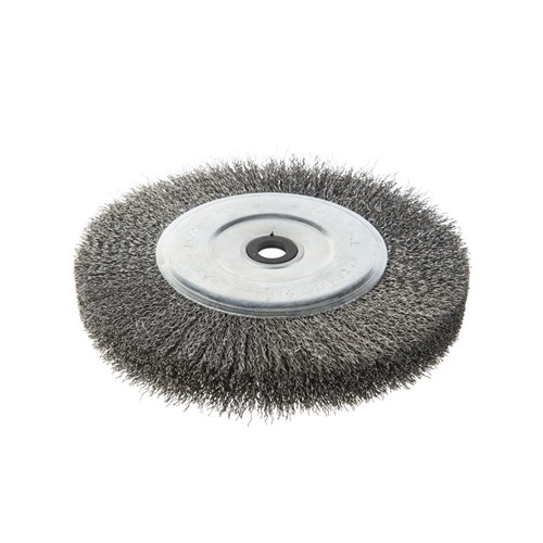 Wheel Brush Crimped High Carbon Steel 0.3mm Wire x 200mm Dia x 25mm Wide x 25mm Bore - Carded    